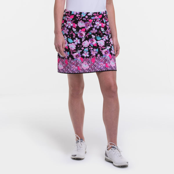 Pansy Floral Border Print Skort