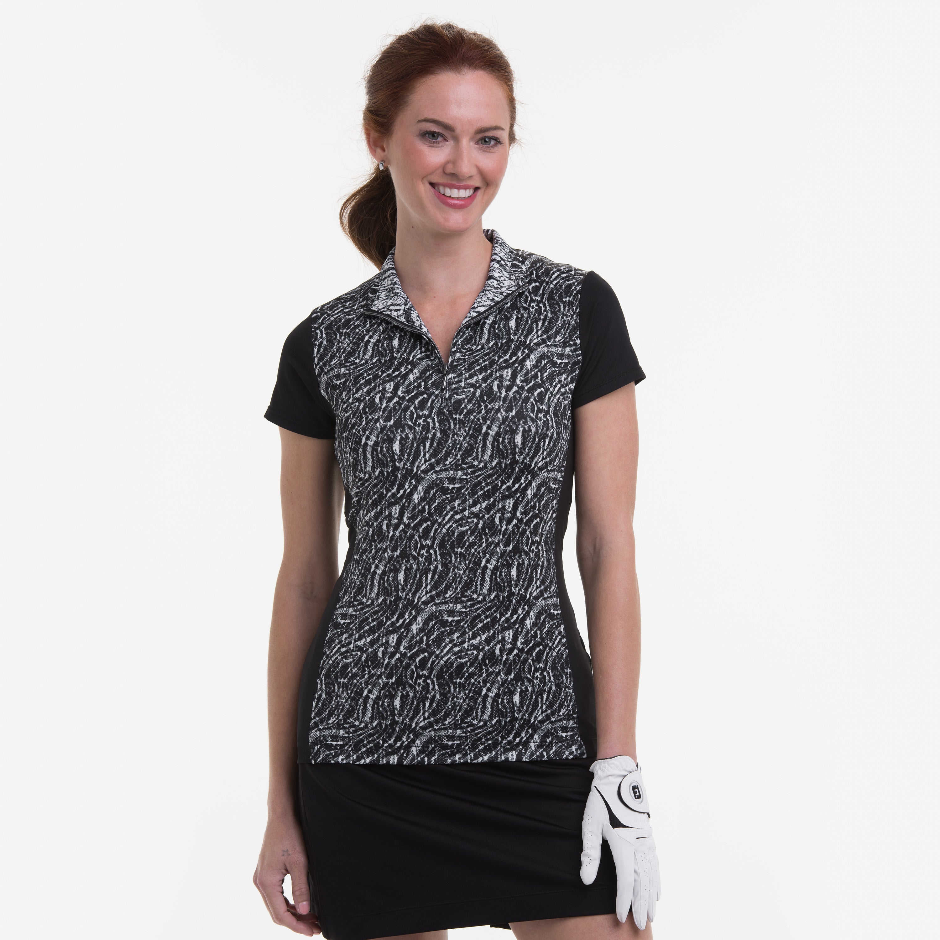 CAP SLEEVE SCROLLING SNAKESKIN POLO – EPNY