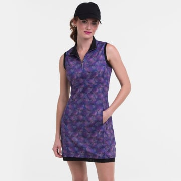 SLEEVELESS WEB PRINT DRESS - SLEEVELESS WEB PRINT DRESS