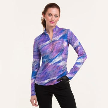 LONG SLEEVE ABSTRACT PRINT POLO