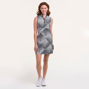 SLEEVELESS GRADATED DOT ARGYLE DRESS