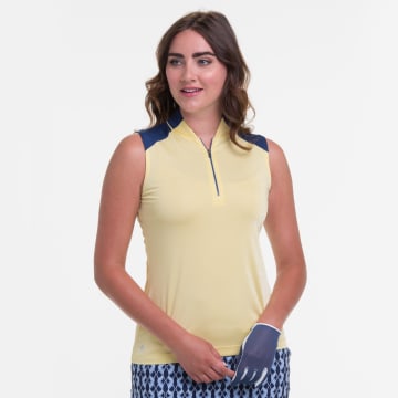 Sleeveless Zip Mandarin Collar Polo - Sale
