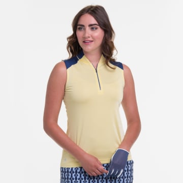 Sleeveless Zip Mandarin Collar Polo - Sale - Sleeveless Zip Mandarin Collar Polo