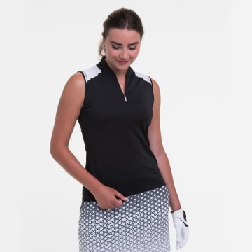 Sleeveless Zip Mandarin Collar Polo - Sale