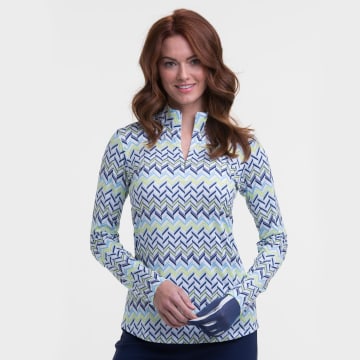 LONG SLEEVE BROKEN PLEATED BIAS POLO - LONG SLEEVE BROKEN PLEATED BIAS POLO