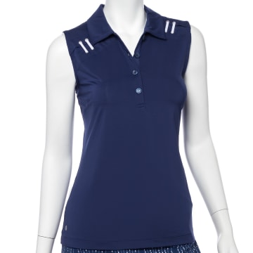 Sleeveless Asymmetric Eyelet Lacing Detail Polo - SALE