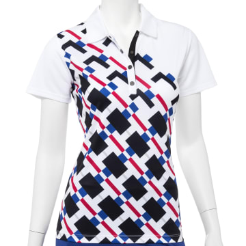 Short Sleeve Modern Gradated Geo Placed Print Polo - SALE