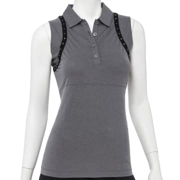 Sleeveless Faceted Stud Tape Tape Trim Polo - SALE