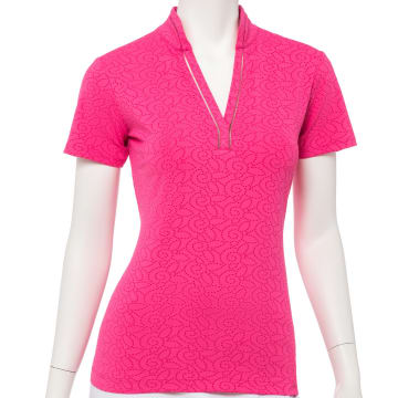 Short Sleeve Floral Dot Jacquard Polo - SALE