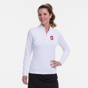 Stanford | Long Sleeve Zip Mock Polo | Collegiate - Stanford | Long Sleeve Zip Mock Polo | Collegiate