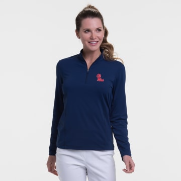 Ole Miss | Long Sleeve Zip Mock Polo | Collegiate - Ole Miss | Long Sleeve Zip Mock Polo | Collegiate