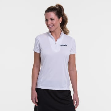 Quinnipiac | Short Sleeve Convertible Zip Mock Polo | Collegiate - Quinnipiac | Short Sleeve Convertible Zip Mock Polo | Collegiate