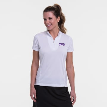 TCU | Short Sleeve Convertible Zip Mock Polo | Collegiate