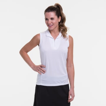Sleeveless Convertible Zip Mock Polo