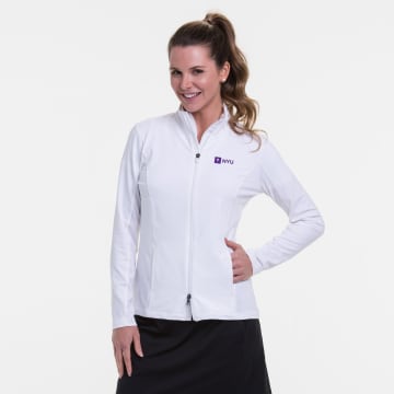 New York University | Long Sleeve Zip Mock Polo | Collegiate - New York University | Long Sleeve Zip Mock Polo | Collegiate