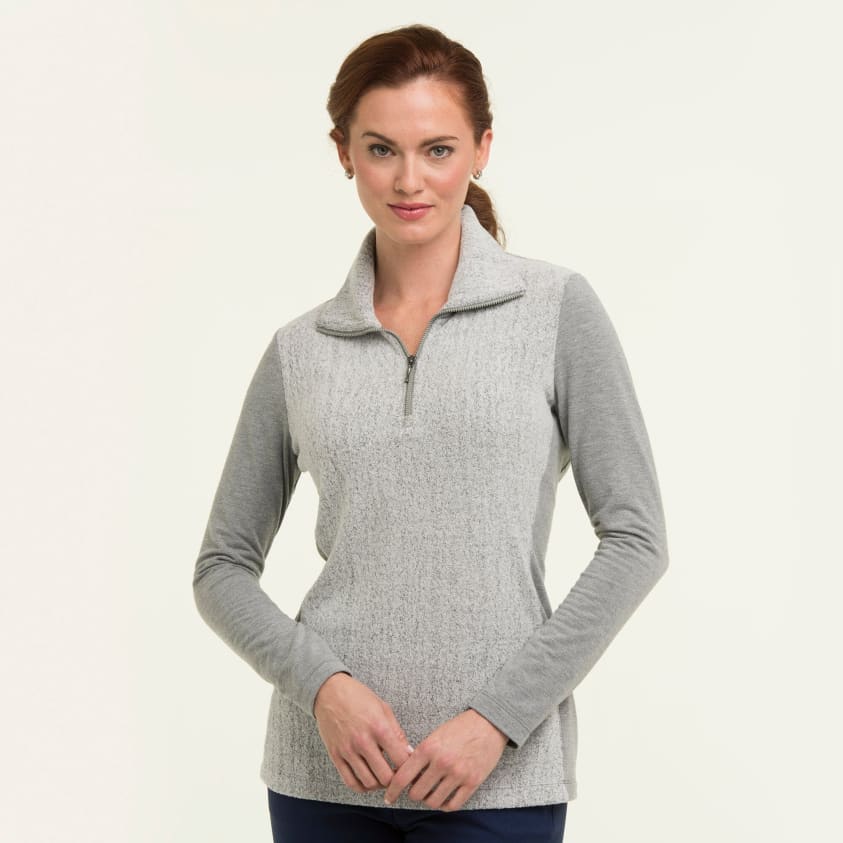 LONG SLEEVE BOUCLE BLOCKED PULLOVER