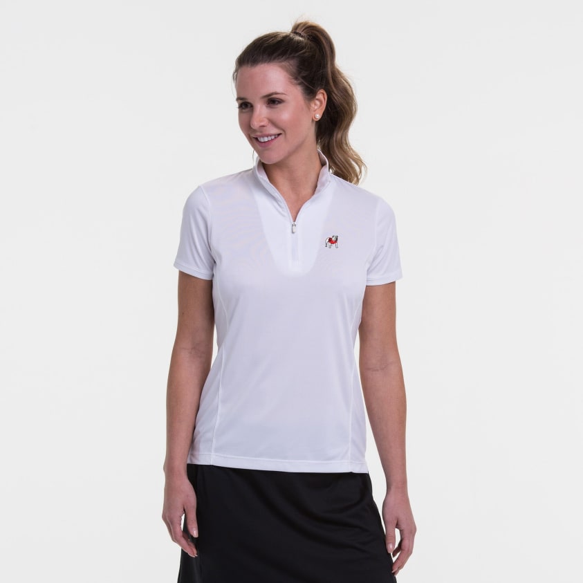 UGA | Short Sleeve Convertible Zip Mock Polo | Collegiate