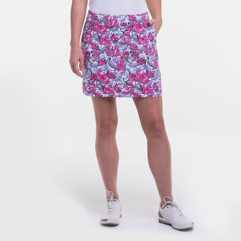 Modern Flat Floral Print Ruffle Trim Skort