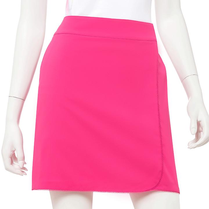Picot Trim Curved Faux Wrap Skort - EPNY