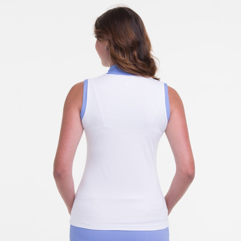 Sleeveless Zip Mock Polo w/ Contrast