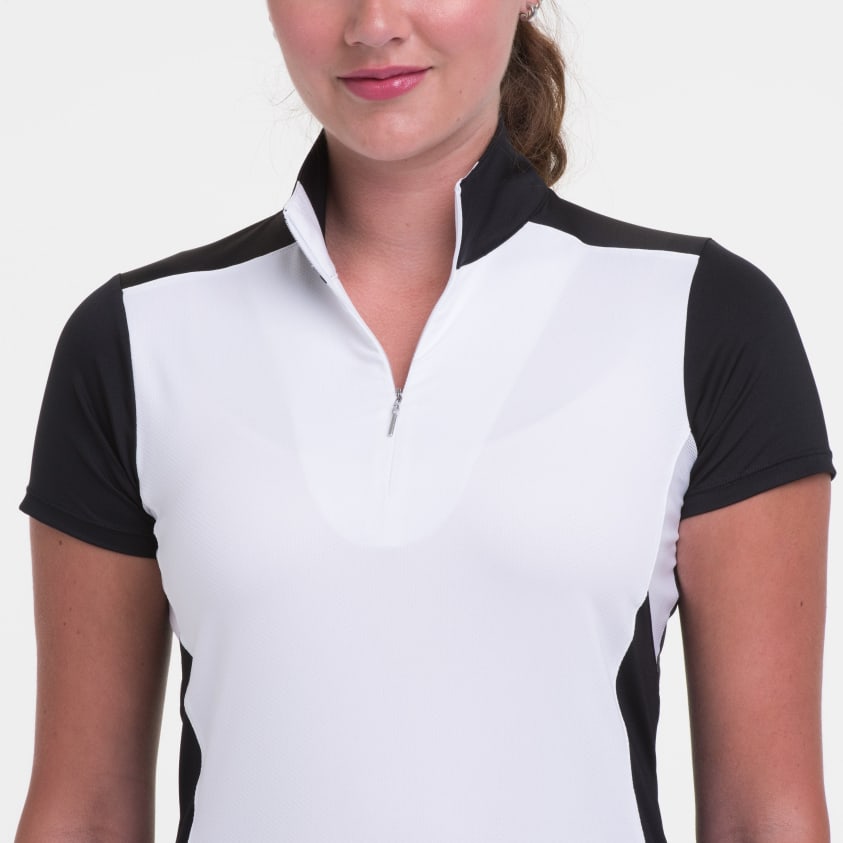 Cap Sleeve Convertible Collar Block Polo