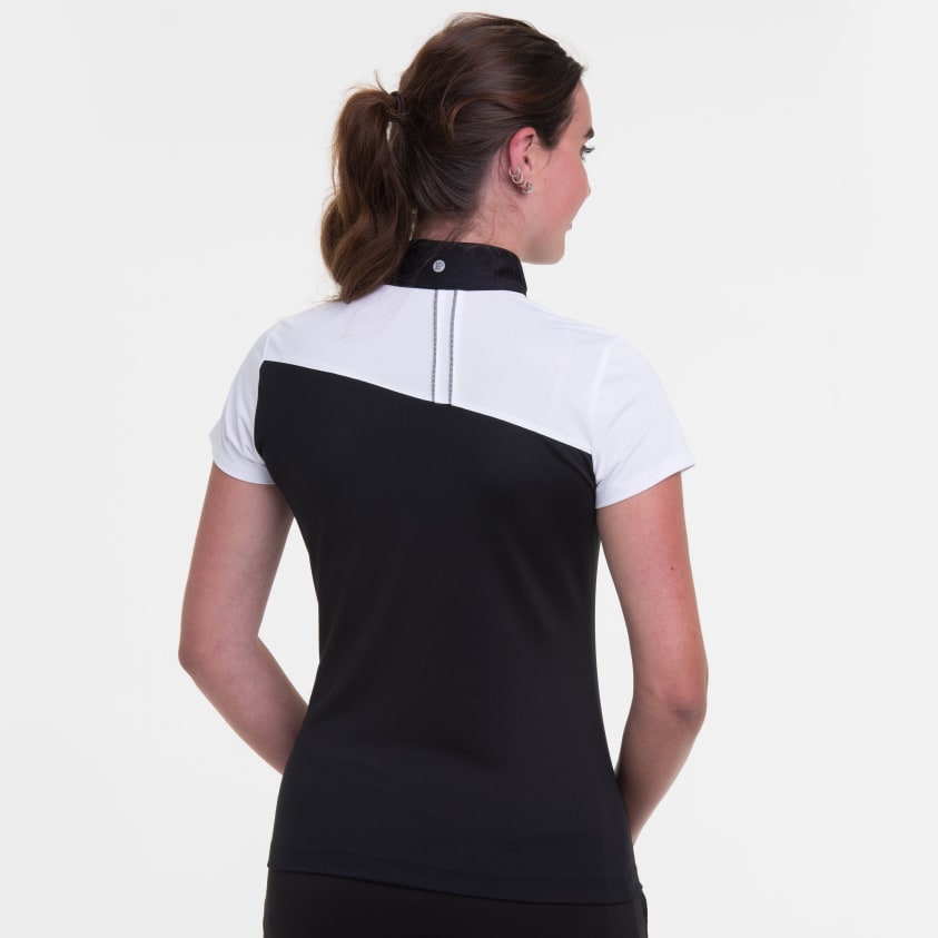 Cap Sleeve Zip Mock Polo w/ Piping