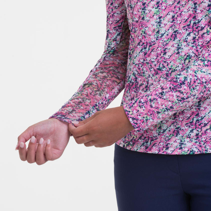 Long Sleeve Broken Geometric Zip Mock