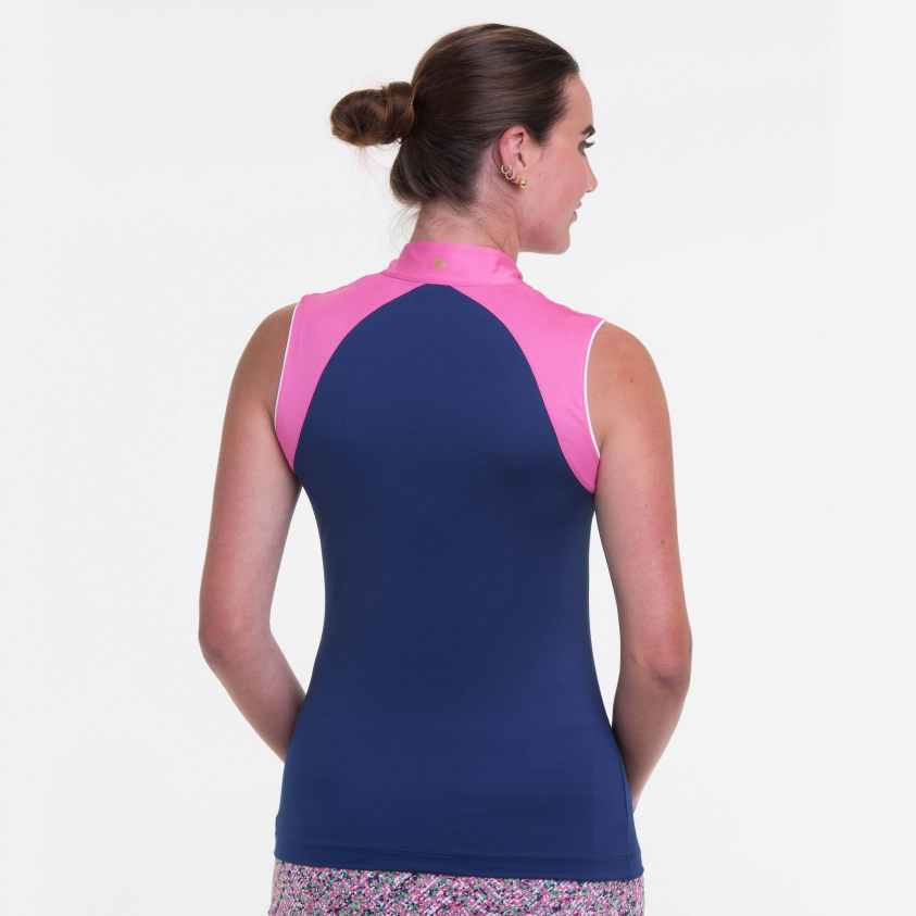 Sleeveless Zip Mock Colorblock Polo