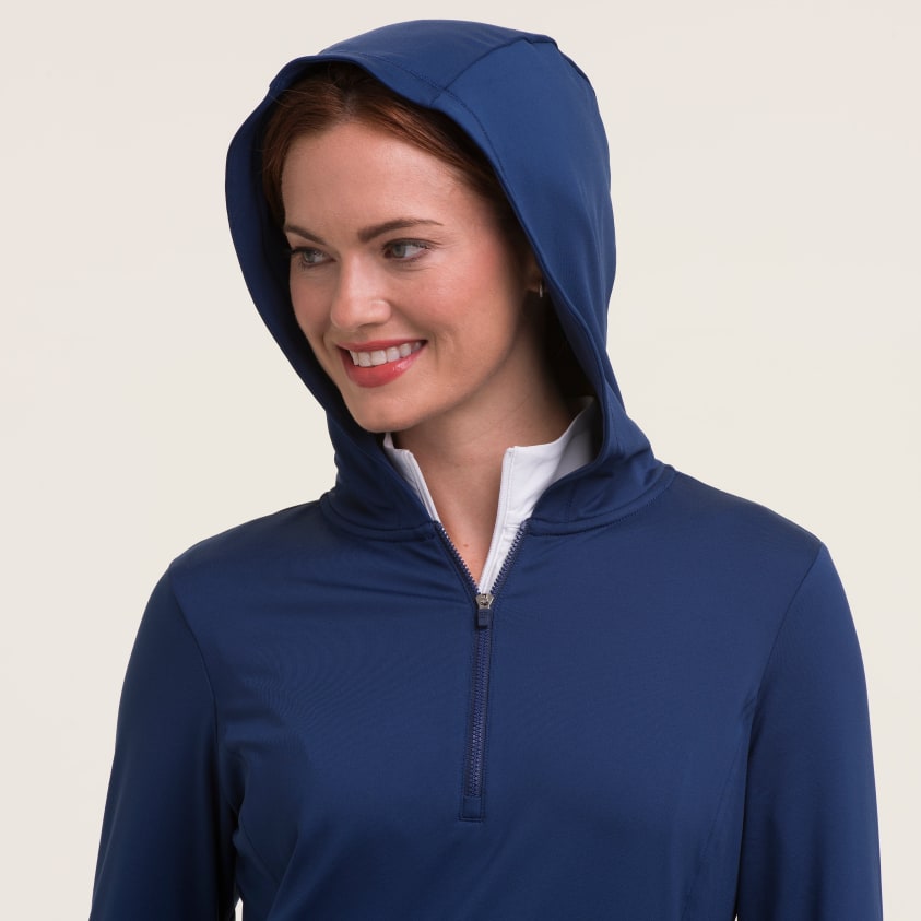 LONG SLEEVE HOODED ZIP PULLOVER
