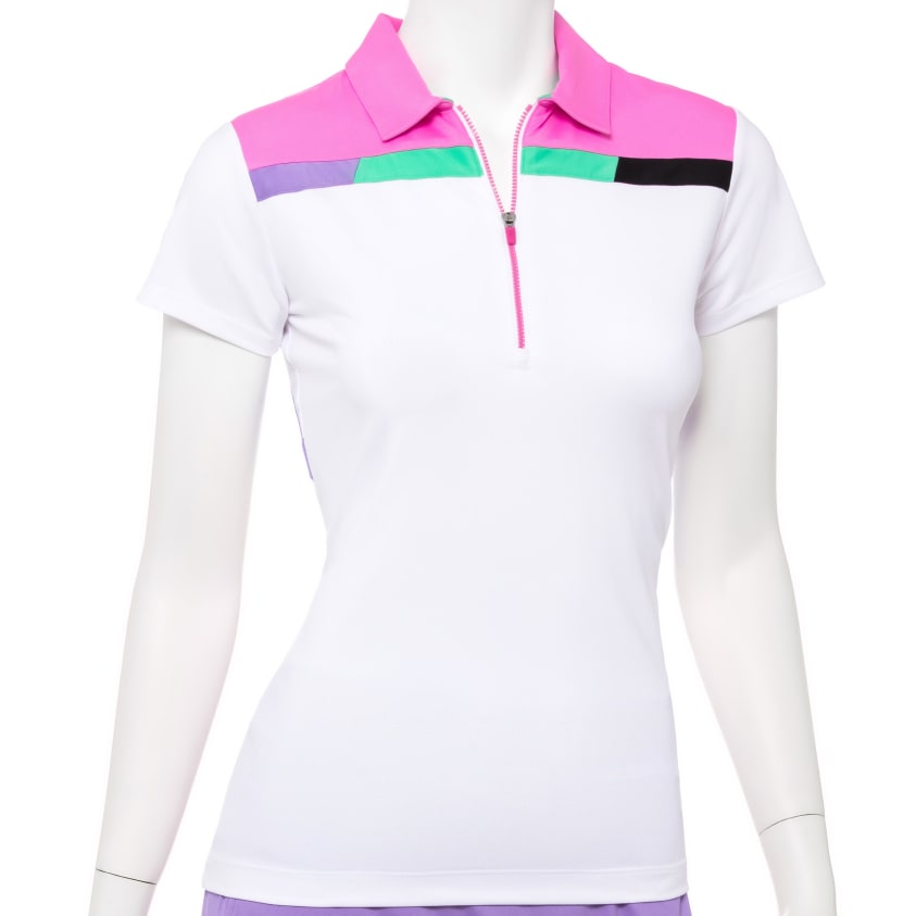 Short Sleeve Zip Mandarin Collar Polo