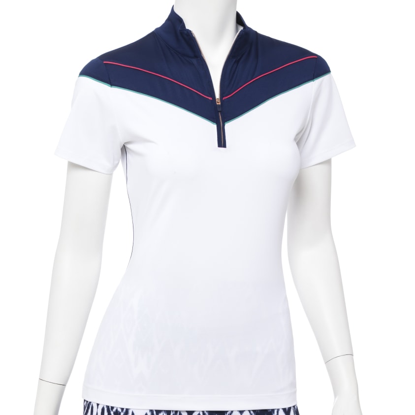 Short Sleeve Zip Mock Polo w/ Contrast