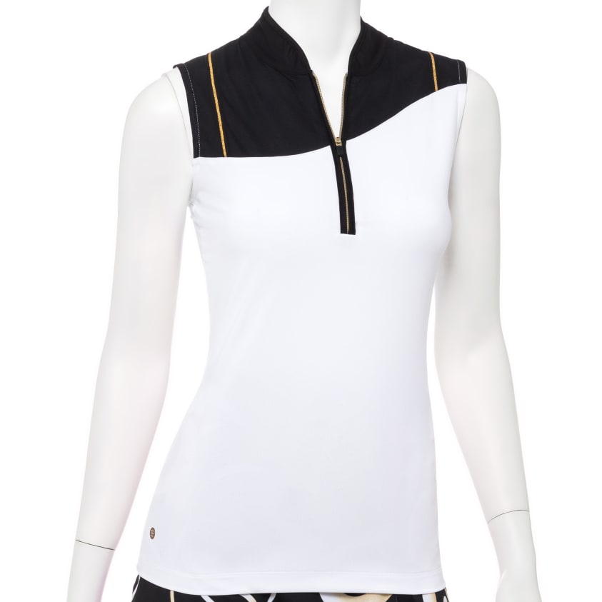 Sleeveless Zip Mandarin Collar Polo