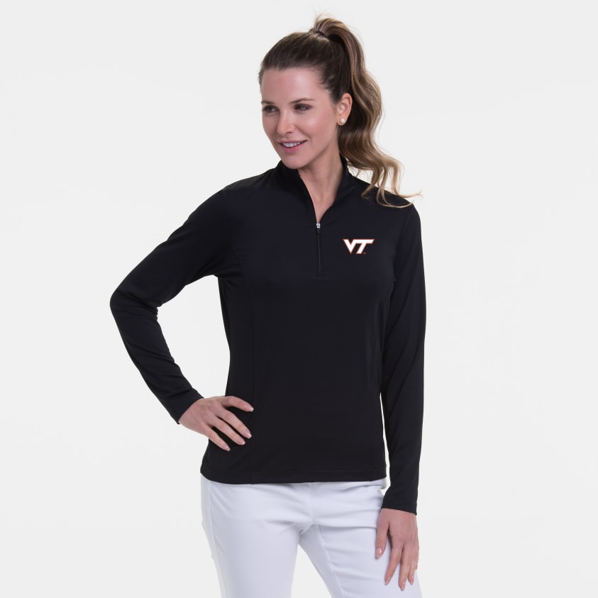 Virginia Tech | Long Sleeve Zip Mock Polo | Collegiate