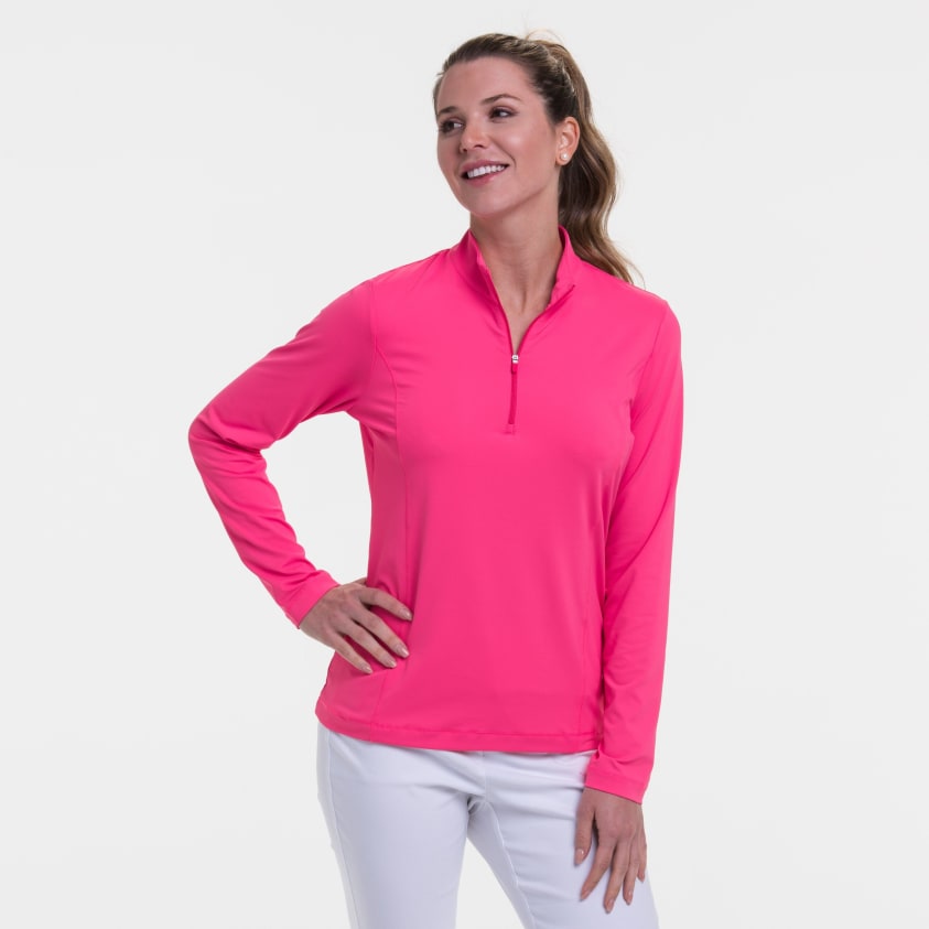 EP Pro Long Sleeve Zip Mock Polo Fruit Punch / XXL