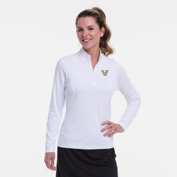 Vanderbilt | Long Sleeve Zip Mock Polo | Collegiate - Vanderbilt Long Sleeve Zip Mock Polo