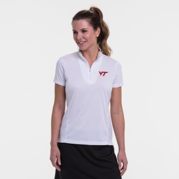 Virginia Tech | Short Sleeve Convertible Zip Mock Polo | Collegiate - Virginia Tech Short Sleeve Convertible Zip Mock Polo