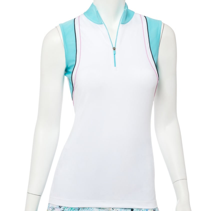Sleeveless Contrast Color Block Polo With Web Lacing - EPNY