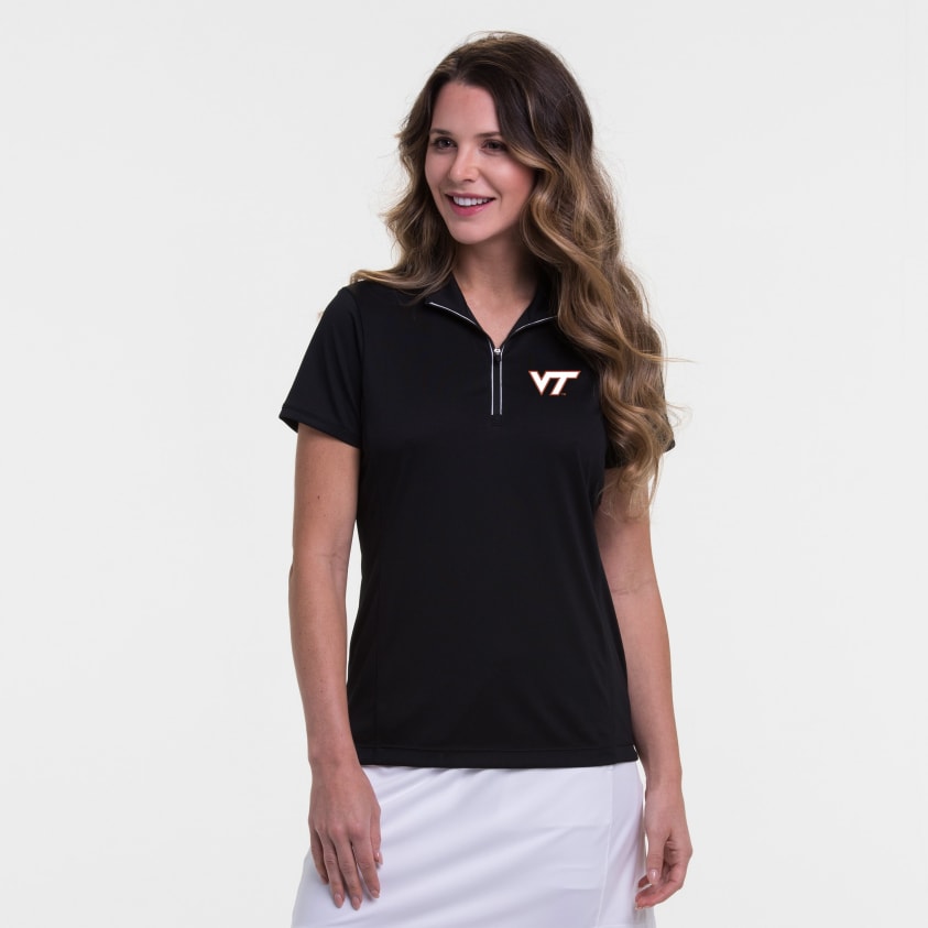 Virginia Tech | Short Sleeve Convertible Zip Mock Polo | Collegiate